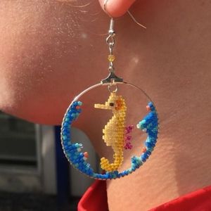Flat beaded earrings